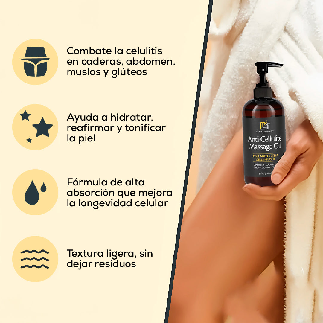 ACEITE DE MASAJE ANTICELULITIS INFUNDIDO CON COLÁGENO Y CÉLULAS MADRE