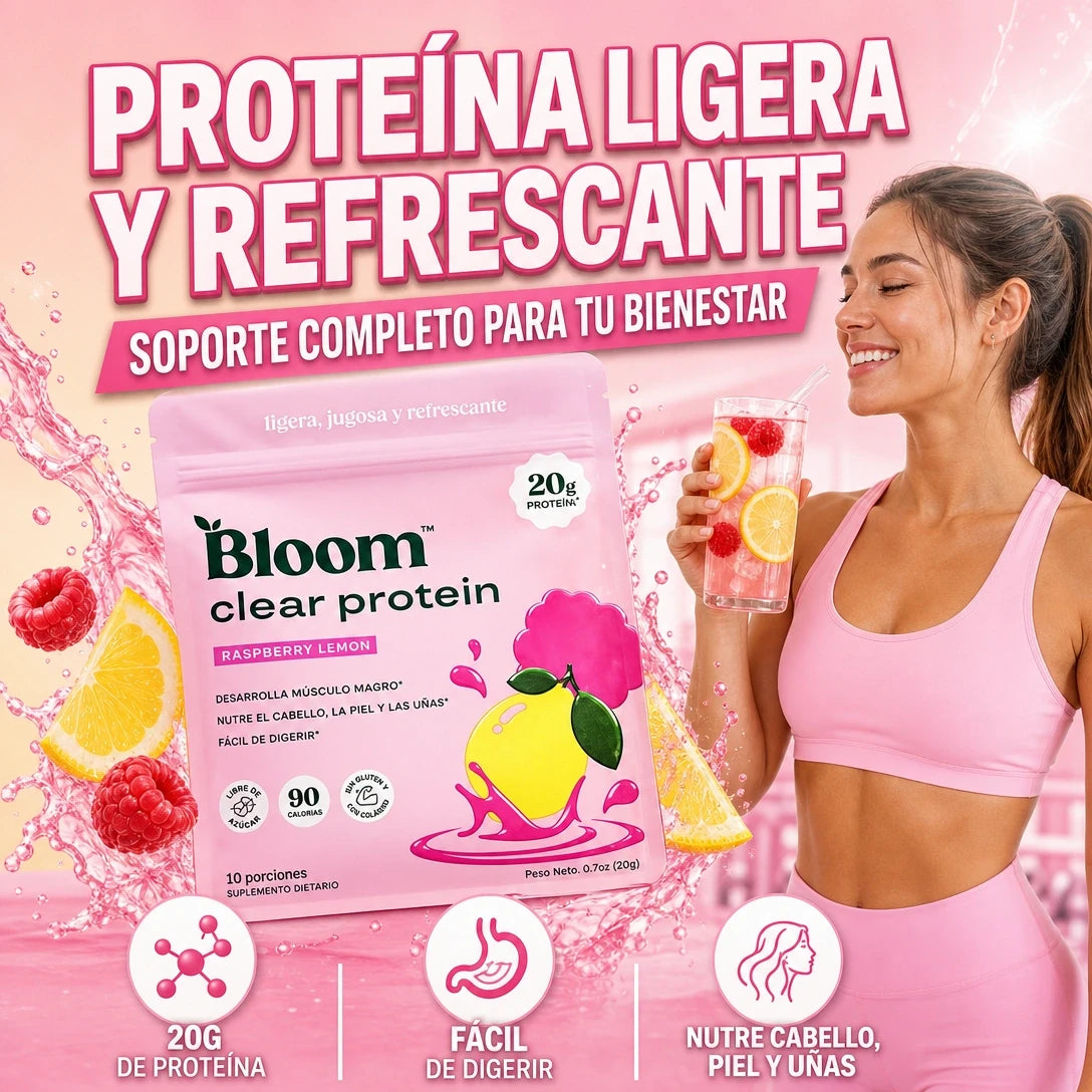 BLOOM CLEAR PROTEIN SOPORTE MUSCULAR LIGERO Y REFRESCANTE