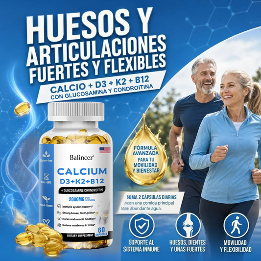 CALCIO + VITAMINA D3, K2 Y B12 MEJORA LA SALUD OSTEOMUSCULAR