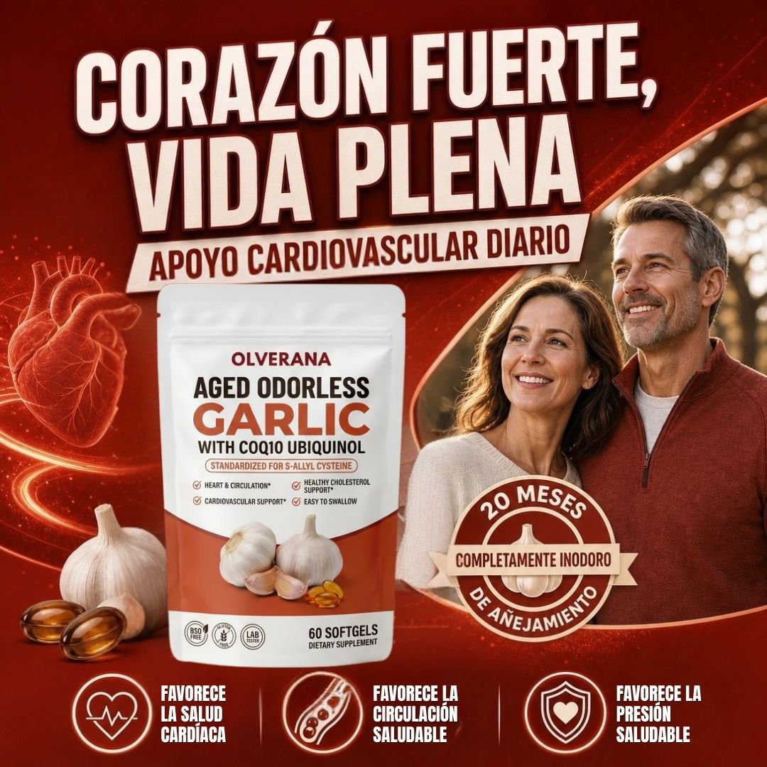 CÁPSULAS BLANDAS DE AJO AÑEJO, MÁXIMA SALUD CARDIOVASCULAR