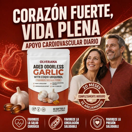CÁPSULAS BLANDAS DE AJO AÑEJO, MÁXIMA SALUD CARDIOVASCULAR