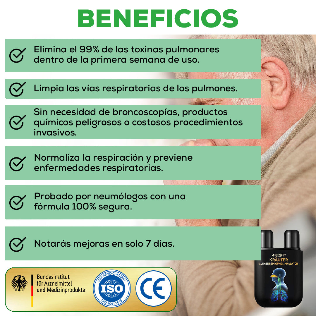 🌿 INHALADOR DE LIMPIEZA PULMONAR A BASE DE HIERBAS FURZERO™
