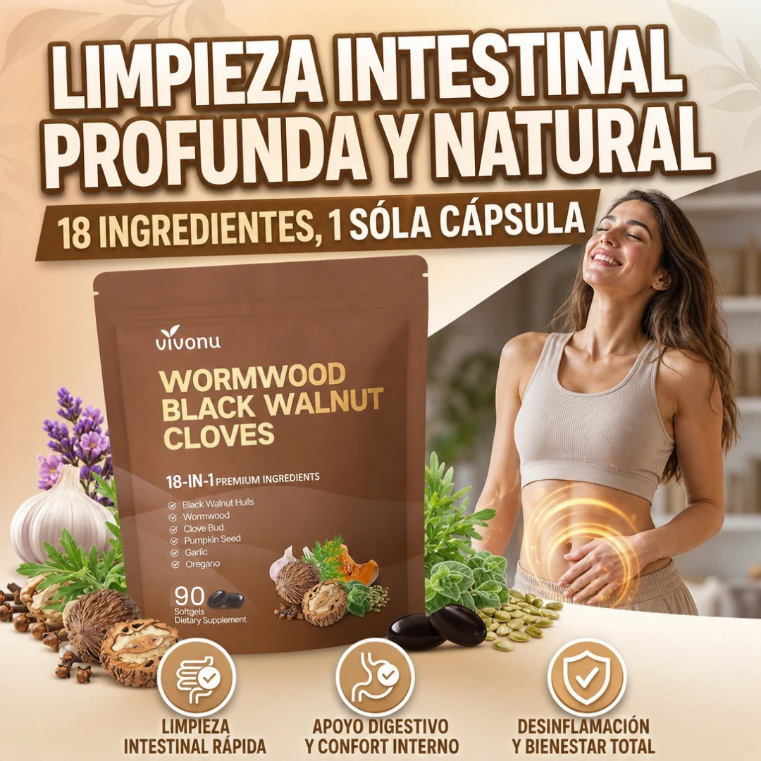 VIVONU CÁPSULAS PARA LIMPIEZA DIGESTIVA CON INGREDIENTES 100% NATURALES