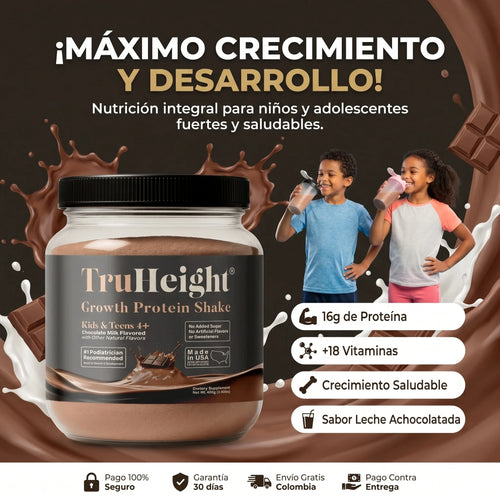 TRUHEIGHT GROWTH BATIDO DE PROTEÍNA Y VITAMINAS PARA NIÑOS Y ADOLESCENTES