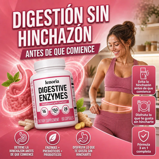 ENZIMAS DIGESTIVAS LENORIA ADIÓS HINCHAZÓN Y PESADEZ ESTOMACAL