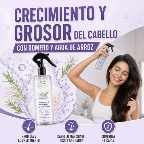 AGUA DE ROMERO Y ARROZ PARA EL CRECIMIENTO Y GROSOR DEL CABELLO