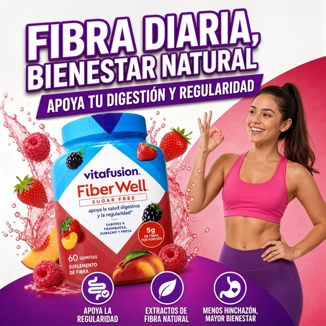 FIBER WELL GOMITAS DE FIBRA PARA REGULAR TRÁNSITO LENTO E INFLAMACIÓN
