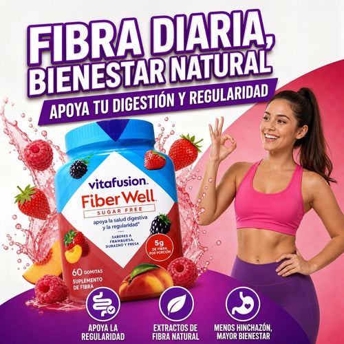 FIBER WELL GOMITAS DE FIBRA PARA REGULAR TRÁNSITO LENTO E INFLAMACIÓN
