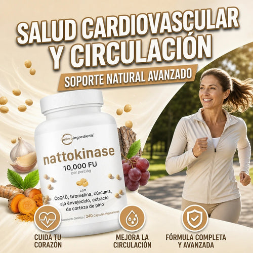 NATTOKINASE CÁPSULAS CoQ10, CÚRCUMA Y AJO DESINFLAMACIÓN Y VITALIDAD