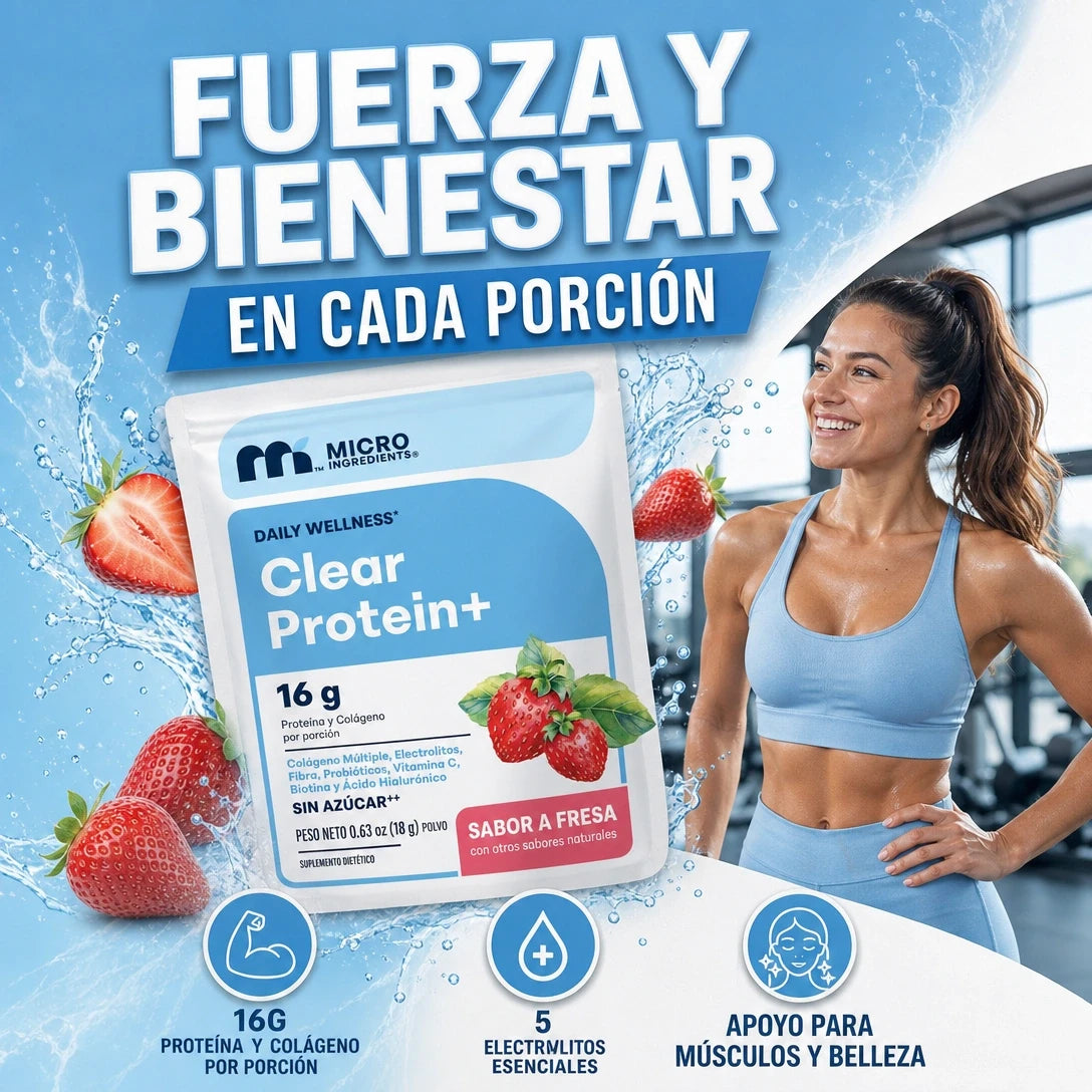 MICRO INGREDIENTS CLEAR PROTEIN+ APOYO MUSCULAR Y BELLEZA DE PIEL Y CABELLO