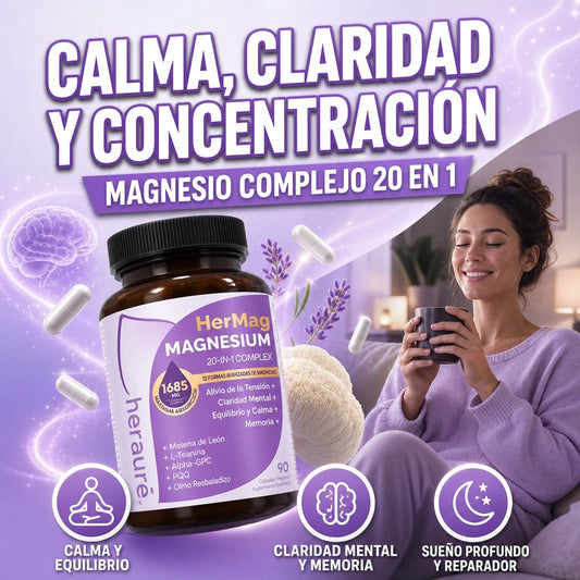 HERMAG COMPLEJO DE MAGNESIO PARA MUJERES DESCANSO Y CLARIDAD MENTAL