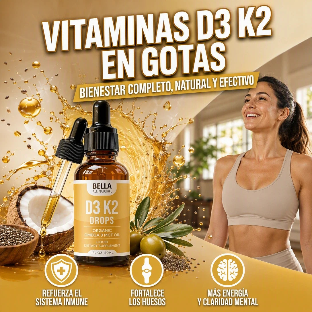 BELLA DROPS GOTAS CON D3, K2 Y OMEGA 3 ORGÁNICO FORTALECE TU INMUNIDAD