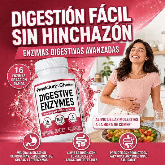 ENZIMAS DIGESTIVAS CON PRE Y PROBIOTICOS MÁXIMA SALUD DIGESTIVA ADIÓS HINCHAZÓN