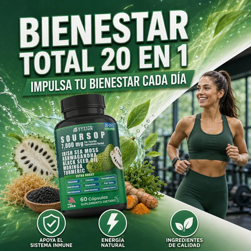 POTENCIADOR 20 EN 1 DE GUANÁBANA Y GRAVIOLA MÁXIMA INMUNIDAD Y RENDIMIENTO