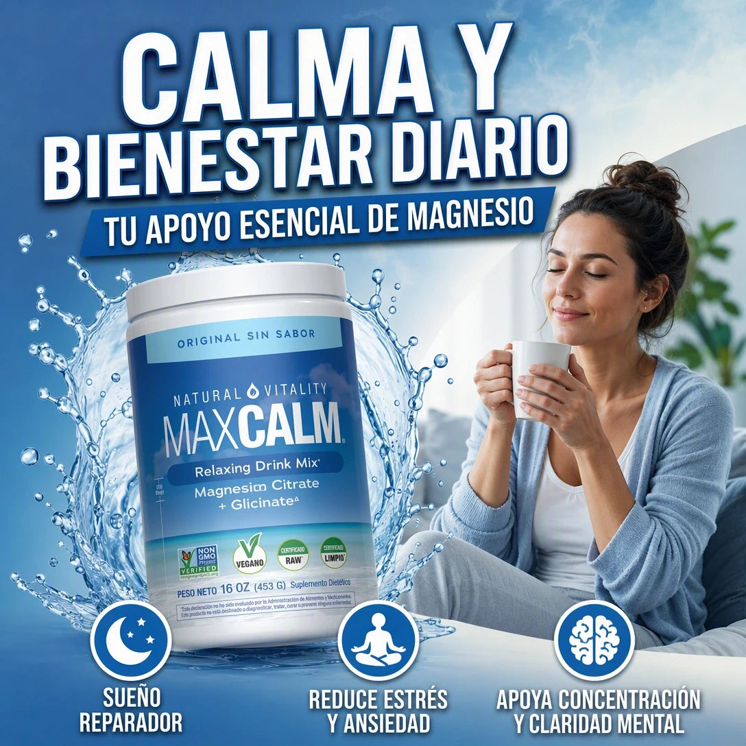MAXCALM CITRATO DE MAGNESIO PURO PARA DESCANSO Y RELAJACIÓN TOTAL