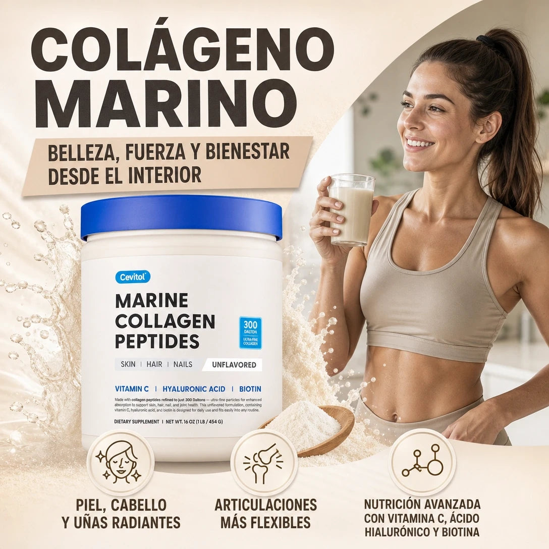 PÉPTIDOS DE COLÁGENO MARINO HIDROLIZADO PIEL, CABELLO Y UÑAS SANAS