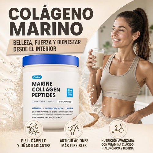 PÉPTIDOS DE COLÁGENO MARINO HIDROLIZADO PIEL, CABELLO Y UÑAS SANAS