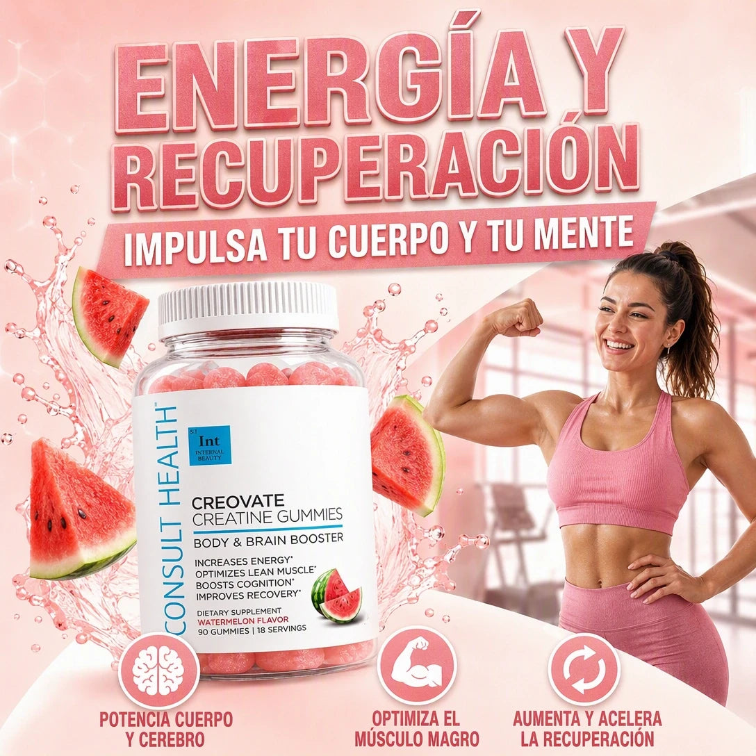 CREOVATE GOMITAS DE MONOHIDRATO DE CREATINA OPTIMIZA FUERZA Y RENDIMIENTO MUSCULAR